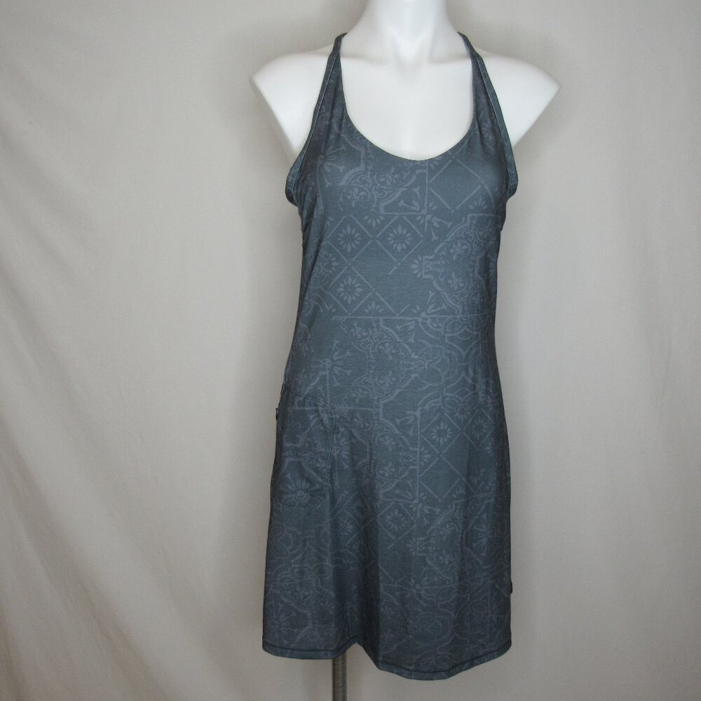 Prana Blue Gray OPAL Chalkboard Tile Summer Dress Women's M Medium
